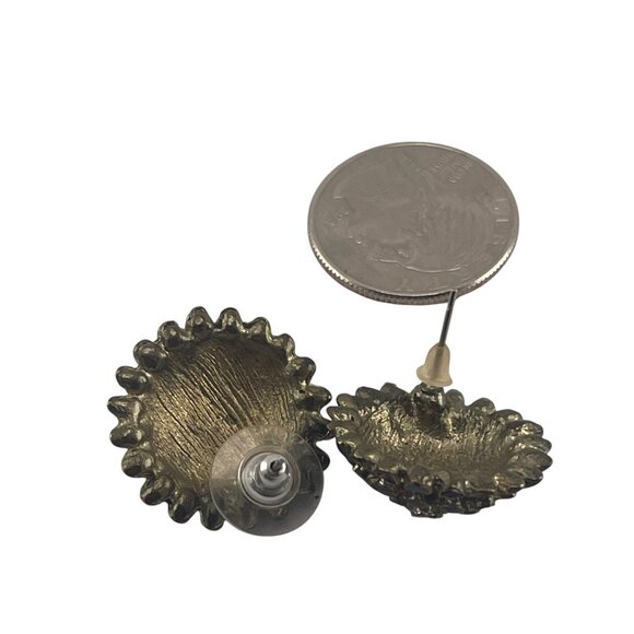 Vintage Flower Shaped Black & Crystal Rhinestone Stud Earrings - Picture 4 of 7